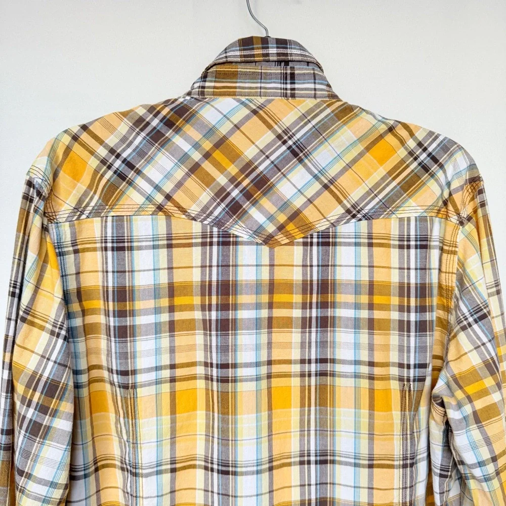 True Religion Men’s “Rocky” Plaid Western Snap Shirt – Size XL